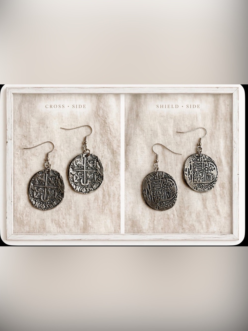 Silver Pirate Coin, Atocha Shipwreck Style Earrings